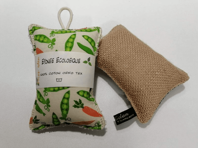 Eponge Toile de Jute Petits Pois Carotte